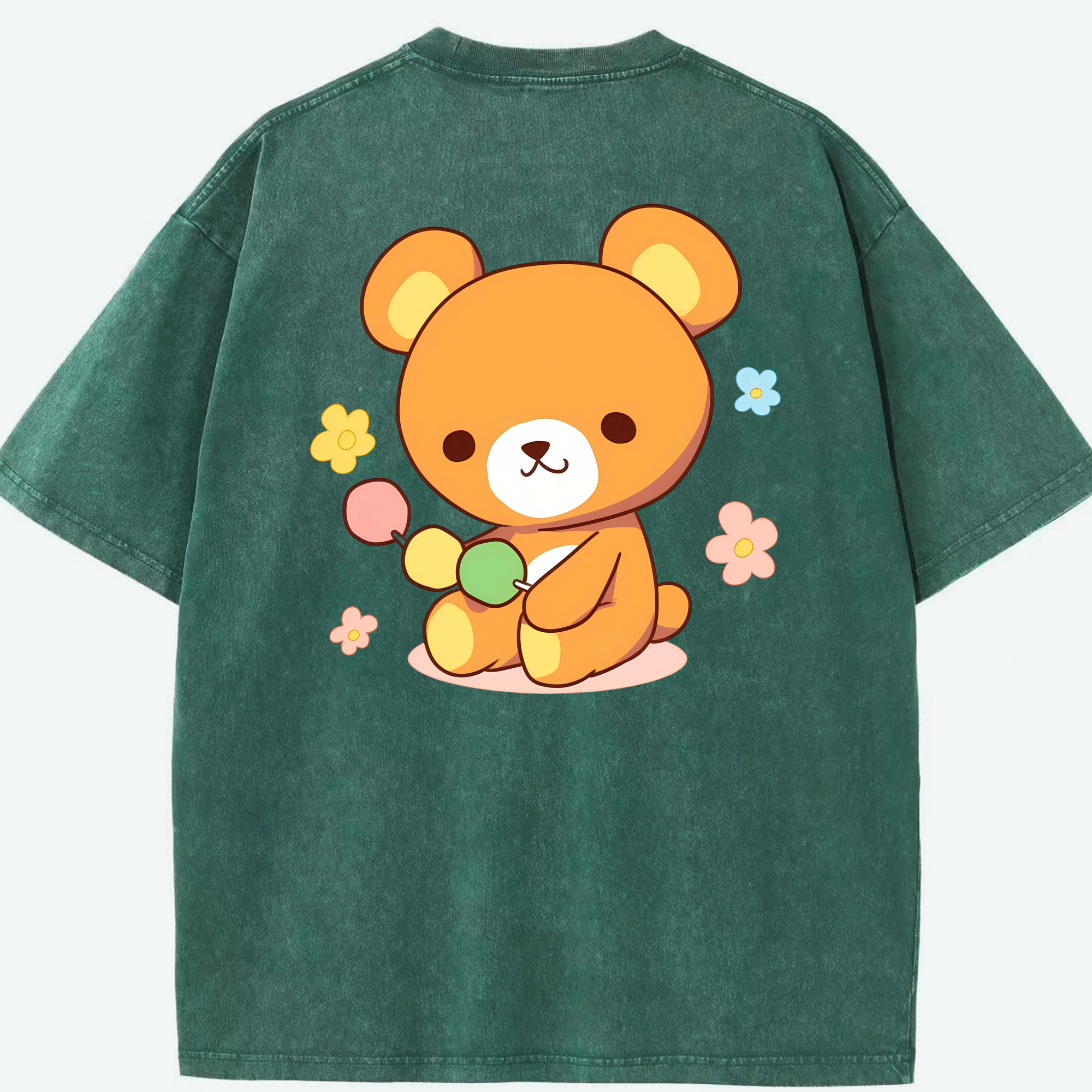 （画像用） リラックマ リラックマ キイロイトリ Rilakkuma Korilakkuma Kiiroitori 綿100% ヴィンテージ風 半袖Tシャツ（背面プリント）